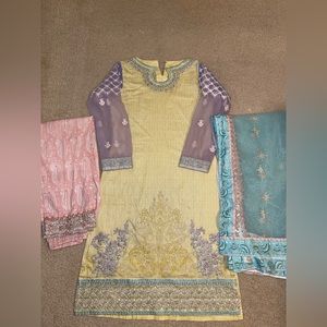 NEW Pakistani Indian Shalwar Kameez Dress Outfit Women Size SMALL Party Eid Suit